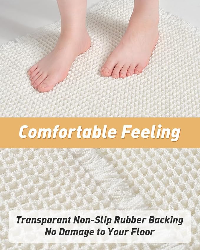 Upgraded Waffle Bath Mat Set of 2, Super Absorbent Non Slip Bath Mats - Image 3