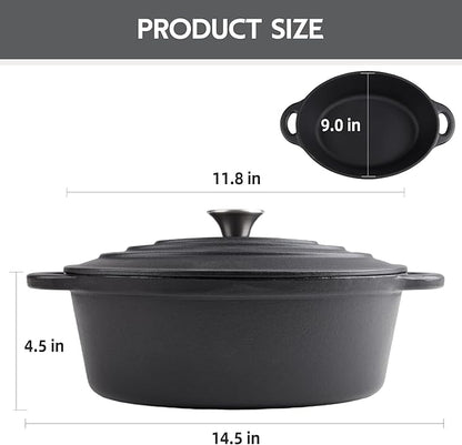 5.5 Quart Oval Cast Iron Dutch Oven Pot - Image 3