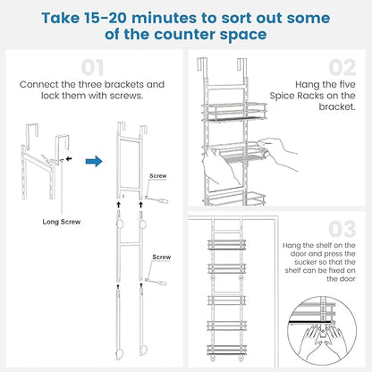 5-Tier Over the Door Pantry Organizer, Cabinet Door Organizer, Kitchen Pantry - Image 6