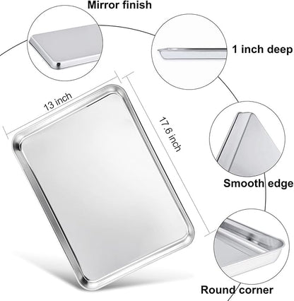 TeamFar Stainless Steel Baking Sheet, 17.6 x 13 x 1inch Half Baking Pan Cookie - Image 2