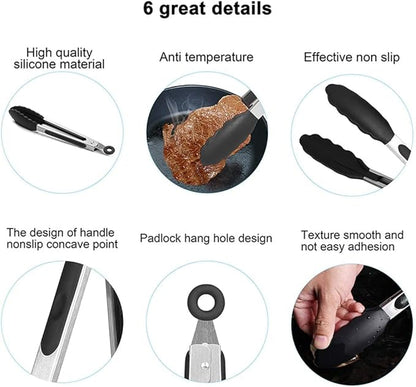17" Kitchen Tongs with Silicone Tips, High Heat Resistant Grill Tongs in - Image 3