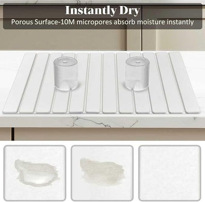 Large Stone Dish Drying Mats for Kitchen Counter, Fast Drying Collapsible Dish - Image 4
