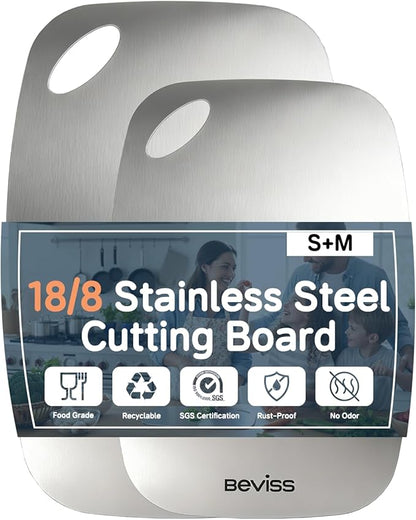 Non-Toxic Cutting Board Set of 2, 304 Stainless Steel Cutting Board Double Sided by HOME