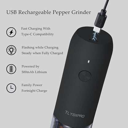 Electric Salt and Pepper Grinder Set, USB Rechargeable, Automatic Salt and - Image 5