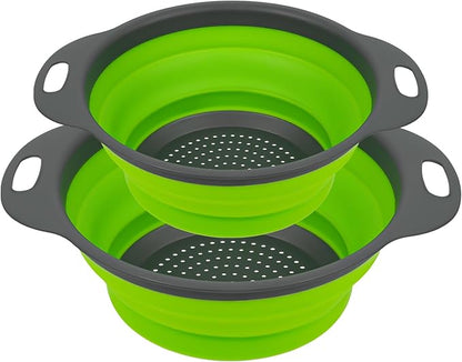 AUAUY 2 Pack Collapsible Colander Set, Round Silicone Folding Collapsible by AUAUY