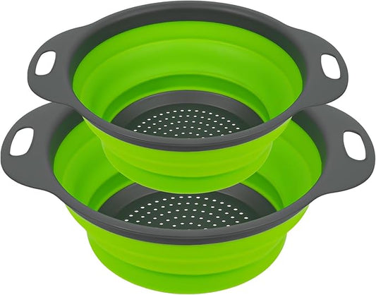 AUAUY 2 Pack Collapsible Colander Set, Round Silicone Folding Collapsible by AUAUY