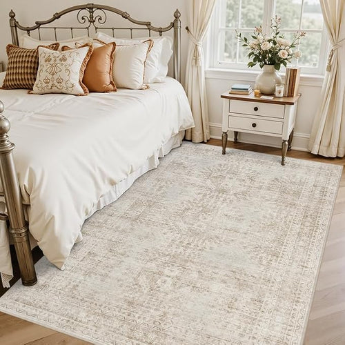 3x5 Area Rugs for Living Room: Vintage Boho Neutral Washable Rug Indoor Soft - Image 2