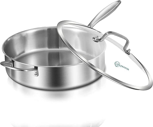 LOLYKITCH 10 Inch Tri-Ply Stainless Steel Sauté Pan by LolyKitch