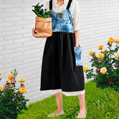 Uaussi Cotton Linen Apron Cross Back Work Apron - Image 5
