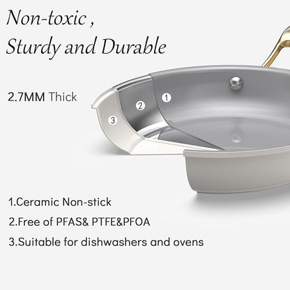 10-Inch Ceramic Non-Stick Cookware Set, 8-in-1 Multifunctional Cookware - Image 2