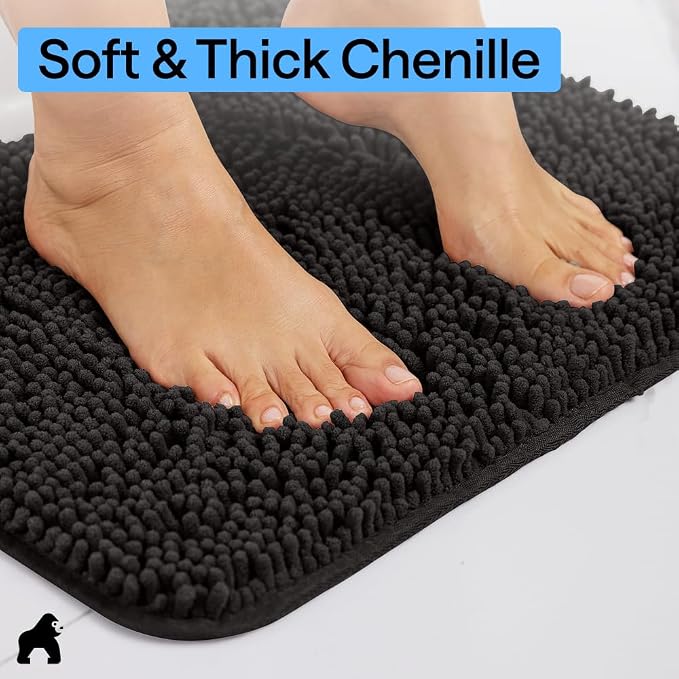 GORILLA GRIP Bath Rug Mat 54x24, Thick Soft Absorbent Chenille, Quick Dry - Image 4