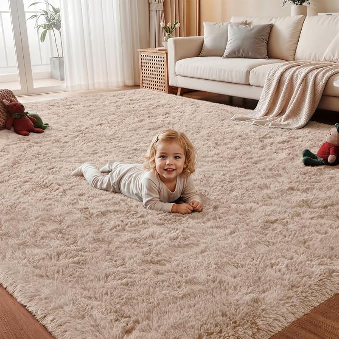 Area Rug for Living Room Bedroom: 4x6 Soft Fluffy Shag Rugs Upgrade Non-Slip by EXPEDIX