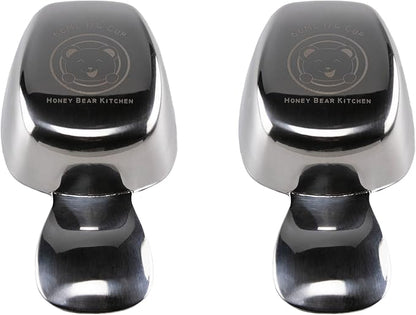 Honey Bear Kitchen 1/4 Cup 60 ml Leave-in Canister Scoops, Polished Stainless by HONEYBEARKITCHEN