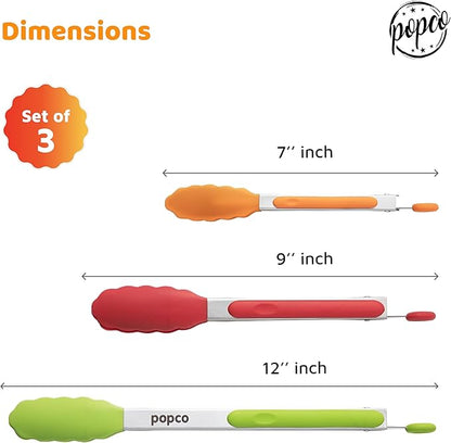 Popco 3 Piece Kitchen Tongs Set 7, 12 Inch - Image 3