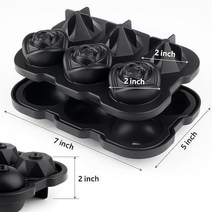 Ice Cube Tray, Mikiwon 2 inch Rose Ice Cube Trays - Image 2