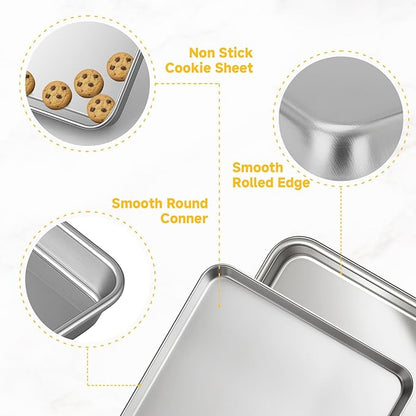 Ohtomber Stainless Steel Baking Sheet Pan Set, 3 Pack Cookie Sheets - Image 4