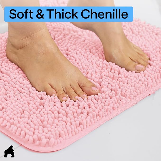 GORILLA GRIP Bath Rug Mat 60x24, Soft Absorbent Chenille, Quick Dry Microfiber - Image 4