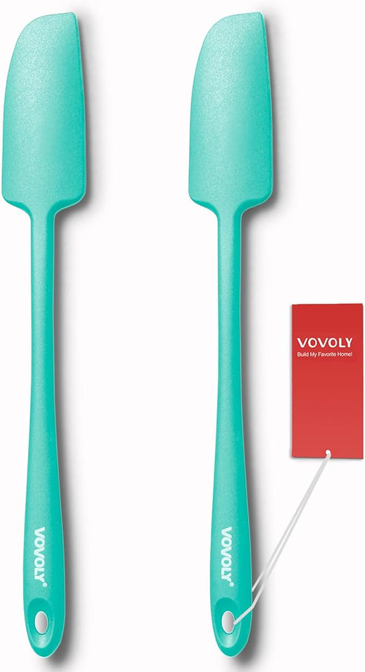 2-Pack Vovoly Silicone Jar Spatulas, Small Seamless Design Rubber Scraper by VOVOLY