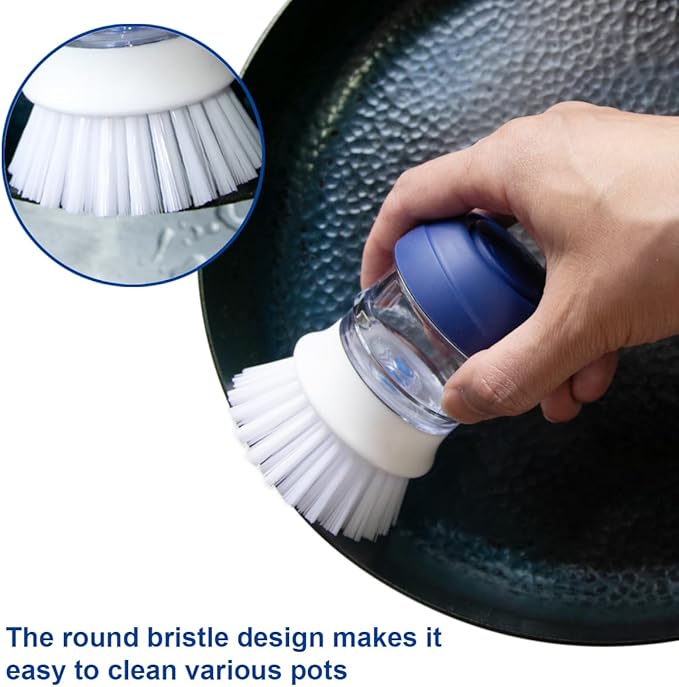 CELOX 2 Pack Dish Brush with Soap Dispenser Soap Dispensing Palm Brush - Image 3