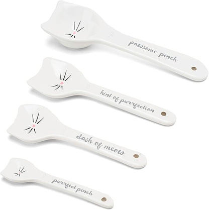 White Cat Measuring Cups & Spoons Gift Set – Ceramic Kitchen Tools - Image 4
