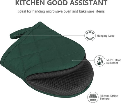 Short Oven Mitts, Heat Resistant 500°F, Silicone Grip Kitchen Gloves, Non-Slip - Image 5