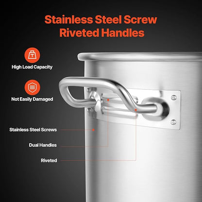 VEVOR Stainless Steel Stockpot, 100 Quart Large Cooking Pots, Cookware Sauce Pot - Image 5