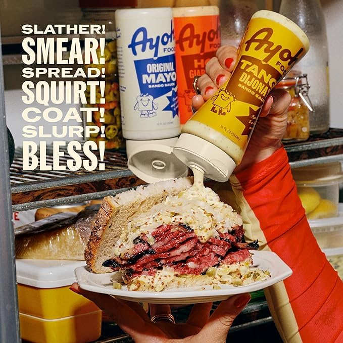 Ayoh Foods, Mayo Gone Wild, Made by Molly Baz - Easy to Squeeze, Perfect for; Sandwiches, Burgers, Fries, Nuggets, Wraps & Dips (1 Pack, Tangy Dijonayo)