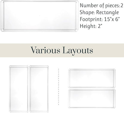 STORi SimpleSort 2-Piece Stackable Clear Drawer Organizer Set | 15" x 6" x 2" - Image 5