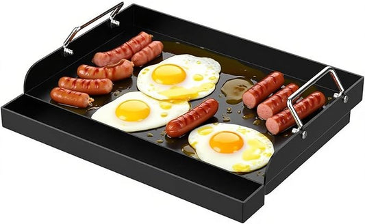 DcYourHome Universal Griddle Insert for Gas Grill/Gas Stove, Nonstick Carbon Steel Flat Top Griddle Plate for Camp Chef, Nexgrill, Kenmore Etc. All Gas Grills, Flat Top for Stove 4 Burner 17" x 13"