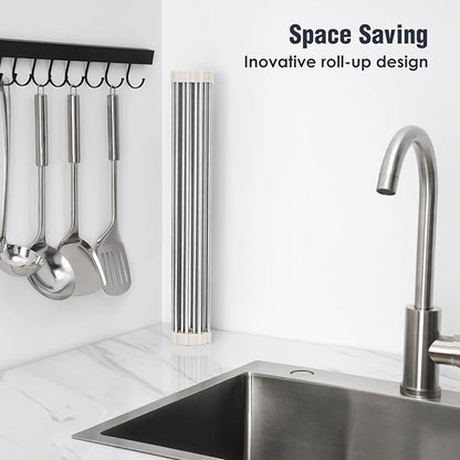 Tomorotec 21" x 15.5" Roll Up Dish Drying Rack Over Sink Drying Rack Sink Cover - Image 3