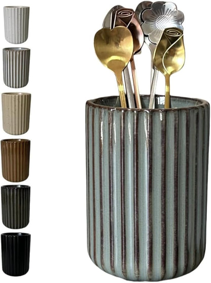 TOPYOKK Stoneware Coffee Bar Utensil Holder Tea & Coffee Spoon & Stirrer Holder by TOPYOKK