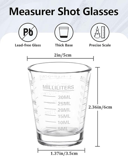 SAIAOKJ Shot Glasses Measuring Cup Set 6 Pack Espresso Shot Glasses Liquid - Image 2