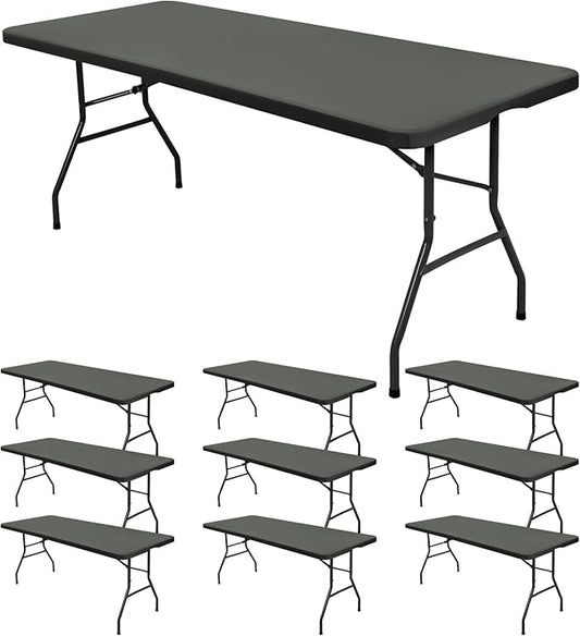 10 Pack Stretch Fabric Table Top Cap Cover, fits 8' Tables, Spandex Table Covers Washable Elastic Rectangle Tablecloth Protector for Indoor Outdoor Party Picnic Wedding, Gray, 30" W x 96" L
