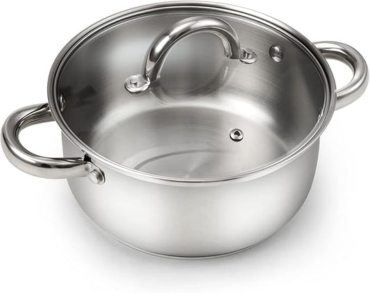 Cook N Home 3-Quart Stainless Steel Pot, Small Stock Pot by CookNHome