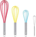 HOTEC 4 Pieces Silicone Whisks Set, Wire Balloon Whisks Egg Beater, Non-slip by Hotec