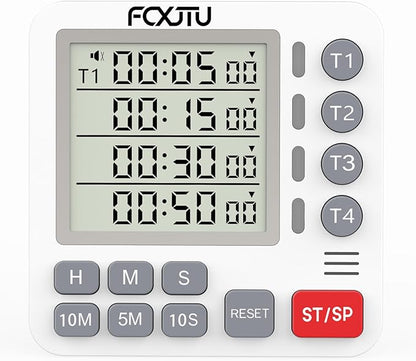 Digital Dual Kitchen Timer, 4-Channel Magnetic Countdown Timer by FCXJTU