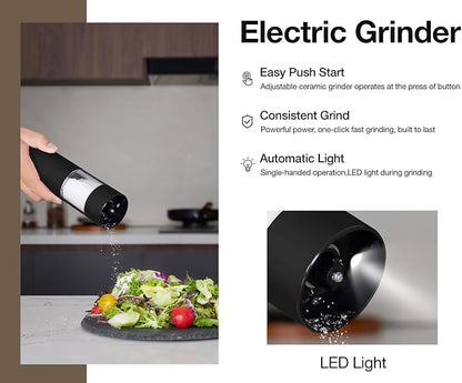 Stainless Steel Rechargeable Electric Salt and Pepper Grinder Set, USB Charging - Image 2