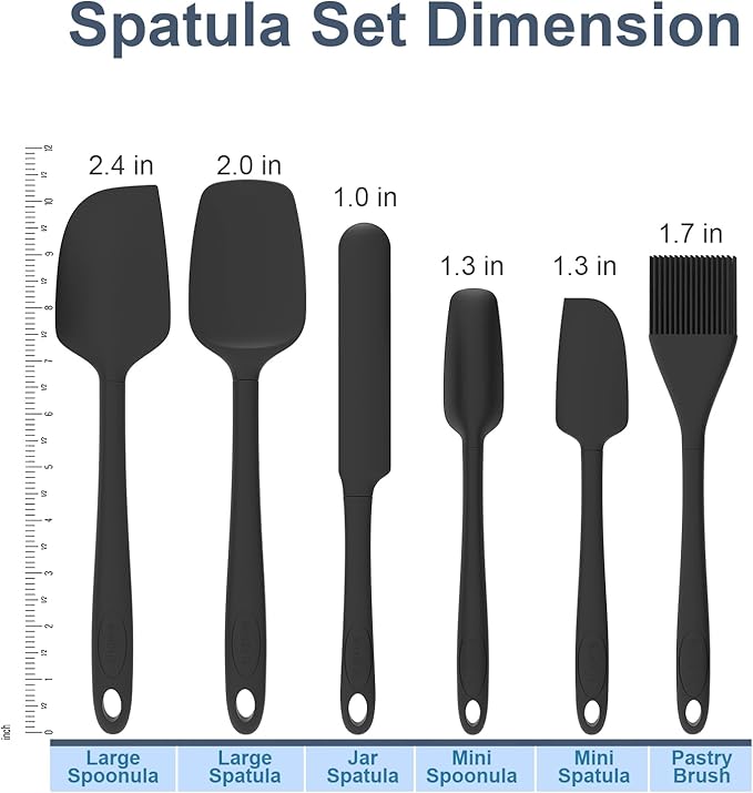 Silicone Spatula Set, 6 Pieces Food Grade Kitchen Utensils - Image 2