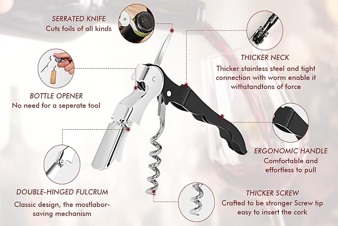 Kit-Home Professional Waiter Corkscrew Wine Openers Set, Upgraded - Image 2
