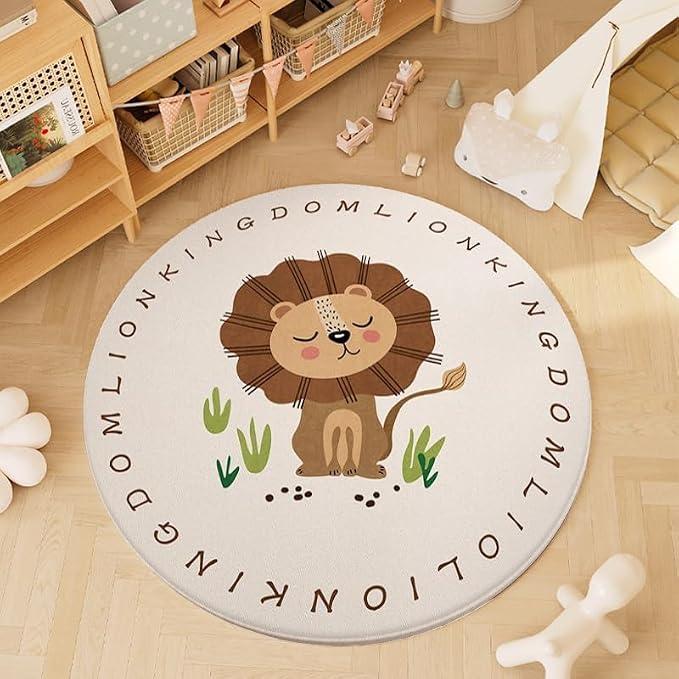 Poowe Lion Soft Plush Round Rug - Image 4