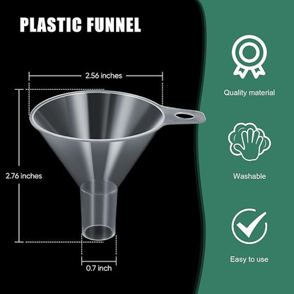 4 Packs Small Plastic Funnel for Filling Small Bottles 2.56 Inch Clear Wide - Image 2