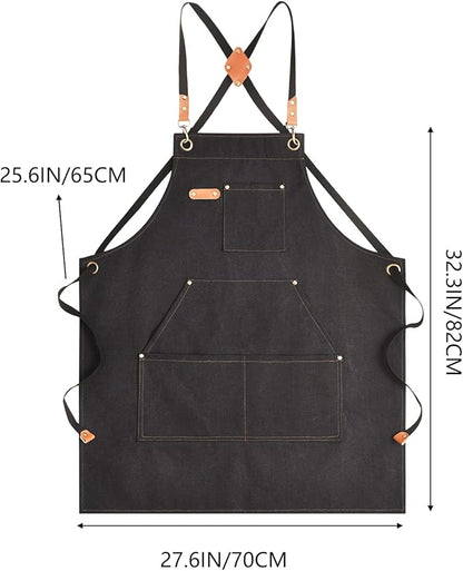 Aoomzoon Canvas Aprons for Men Chef Apron, Work Apron - 16oz Heavy Duty Cross - Image 7