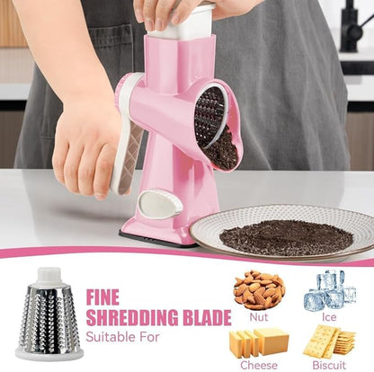 KEOUKE Rotary Cheese Grater Hand Crank Pink - Image 3