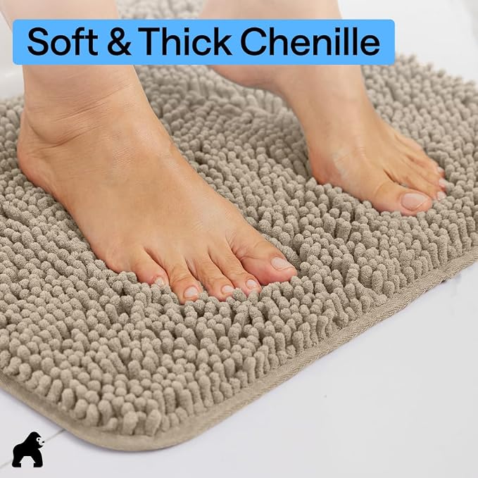 GORILLA GRIP Bath Mat, Thick Soft Absorbent Polyester Floor Mats, Rubber - Image 4