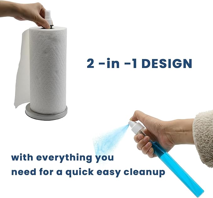 2 in 1 Paper Towel Holder with Spray Bottle, Countertop Paper Towel Holder with - Image 4