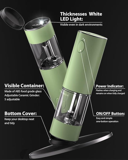 TOMEEM Upgraded Larger Capacity Electric Salt and Pepper Grinder Set - Image 7