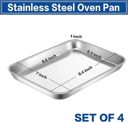 P&P CHEF 9 Inch Baking Cookie Sheet, Oven Pan Tray Stainless Steel Sheet Pan - Image 2