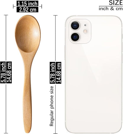 7 PCS Small Wooden Spoons, 5.8 Inch Honey Spoons - Image 3