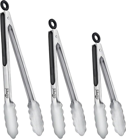 Hotec Stainless Steel Kitchen Tongs, Locking Metal Food Tongs by Hotec