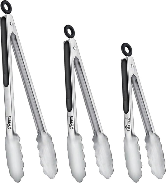 Hotec Stainless Steel Kitchen Tongs, Locking Metal Food Tongs by Hotec
